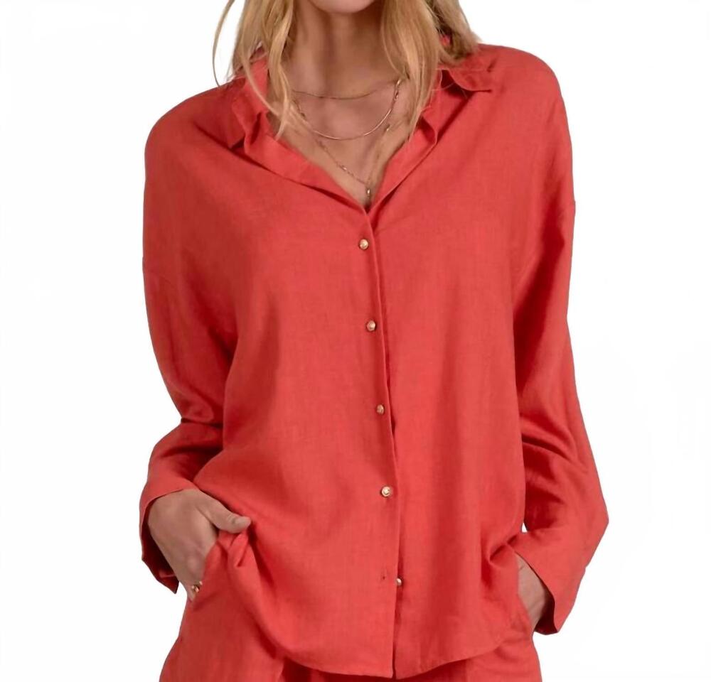 NEW ELAN allison button up top in red